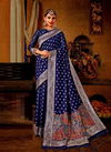 Blue Colour Latest Fancy Bridal And Wedding Wear Heavy Designer Banarasi Silk Saree Collection 606